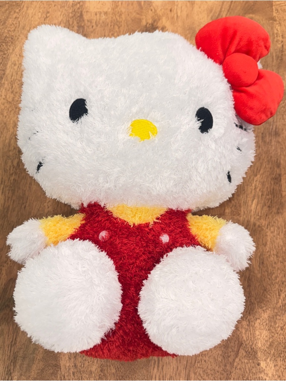 Sanrio Hello Kitty Plush Large Fuzzy Weighted Bottom White, Red, Yellow